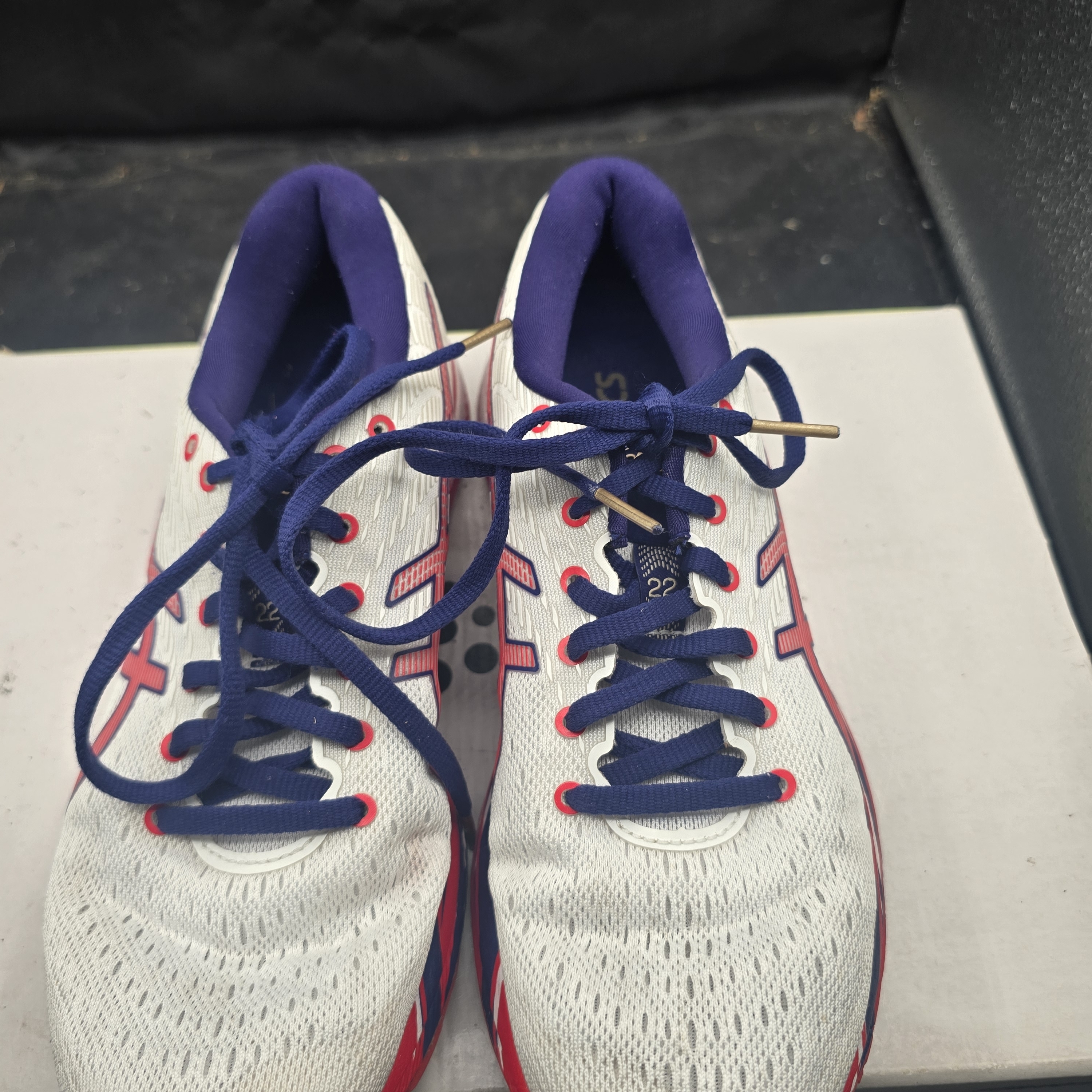 Asics White And Blue Athletic Shoes